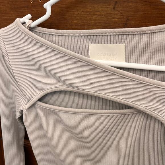 Citizens of Humanity sz XS Iris Long Sleeve Cut Out Top Greysmoke NWT Grey $130 - Picture 8 of 16